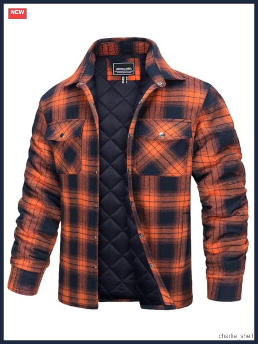 Men's Quilted Lined Flannel Shirt Jacket, Long Sleeve, Button Down
